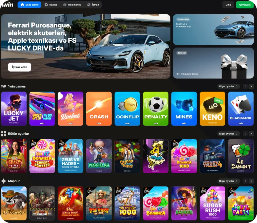 1win-esas-sehife-lucky-drive-oyunlar